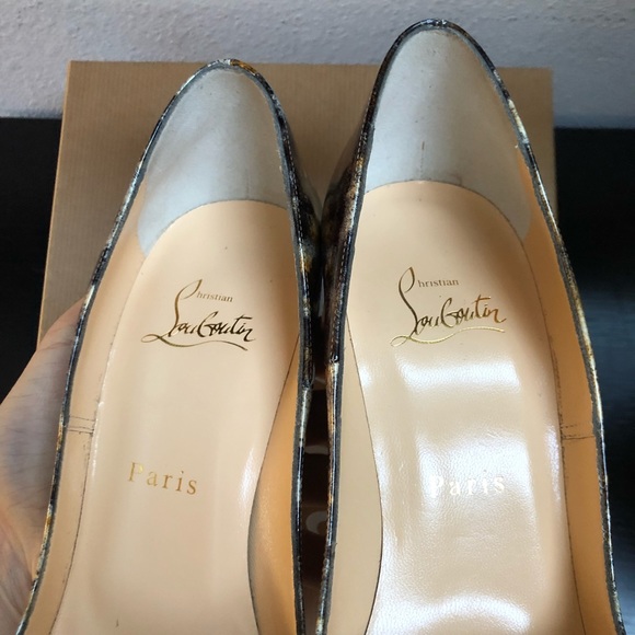 Christian Louboutin So Kate 120 Vernis Mouchete Marble Leopard Patent Pumps 38 - Picture 8 of 10